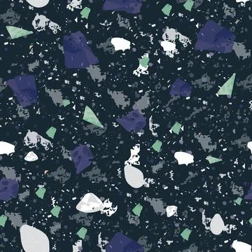 Terrazzo seamless pattern. Dark classic flooring t Stock Illustration