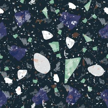 Terrazzo seamless pattern. Dark classic flooring t Stock Illustration