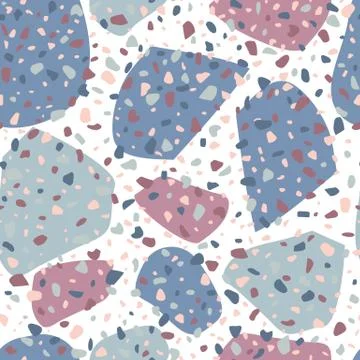 Terrazzo seamless pattern design. Marble wallpaper on white background. Stock Illustration
