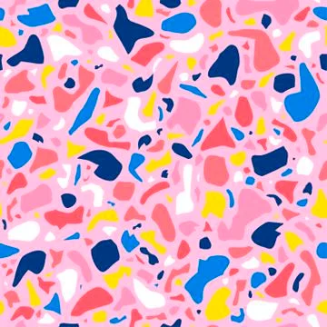 Terrazzo seamless pattern design. Natural stone, granite, glass, quartz Stock Illustration