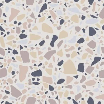 Terrazzo seamless pattern. Marble flooring in pastel colors.  Vector texture Stock Illustration