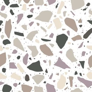 Terrazzo seamless pattern. Marble flooring in pastel colors.  Vector texture Illustrazione stock