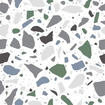 Terrazzo seamless pattern. Marble flooring in pastel colors. Vector texture Stock Illustration