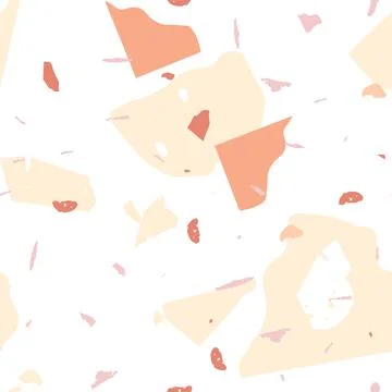 Terrazzo seamless pattern. Orange realistic 스톡 일러스트