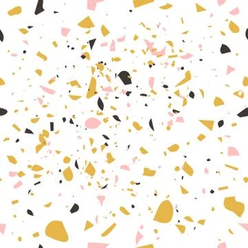 Terrazzo seamless pattern. Stone texture mosaic vector background. Floor, cou Stock Illustration