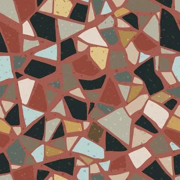 Terrazzo seamless pattern. Tile with pebbles and stone. Vector Stock Illustration