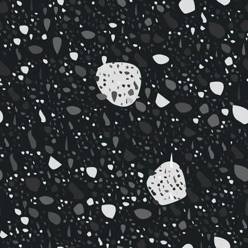 Terrazzo seamless pattern vector texture in dark colors. Realistic italian Stock Illustration