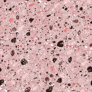 Terrazzo seamless pattern vector texture in pink colors. Realistic italian Stock Illustration