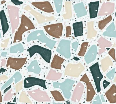 Terrazzo seamless vector pattern. Endless background of rock floor. Fashion 스톡 일러스트