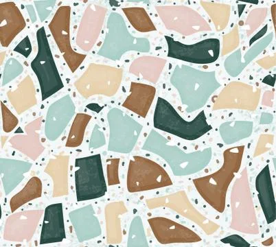 Terrazzo seamless vector pattern. Endless background of rock floor. Fashion 스톡 일러스트