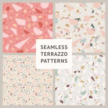 Terrazzo. Set of vector seamless patterns Stock Illustration