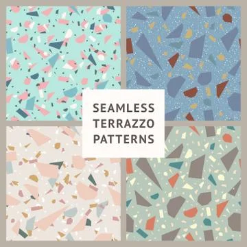 Terrazzo. Set of vector seamless patterns Stock Illustration