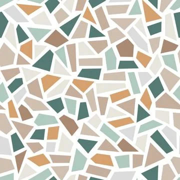 Terrazzo style vector mosaic seamless pattern. Stone marble texture floor Stock Illustration