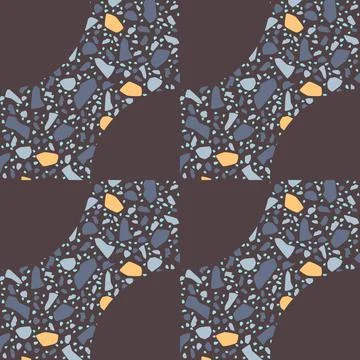 Terrazzo texture vector seamless pattern. Natural color. Gray Geometric shape Illustrazione stock