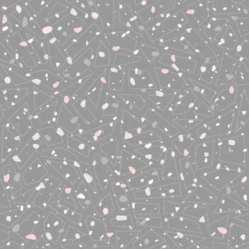 Terrazzo trendy vector seamless pattern. Tile mosaic, marble, stones, rocks dark Stock Illustration