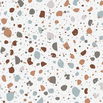 Terrazzo vector seamless pattern. Beige abstract background with neutral pastel Stock Illustration