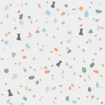 Terrazzo vector seamless pattern in dark colors. Cute stone marble pattern with Illustrazione stock