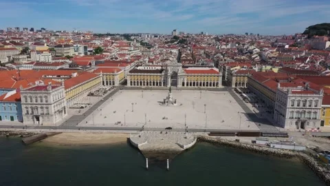 Terreiro Do Paco Square Drone Aerial Shot Video stock 204978023