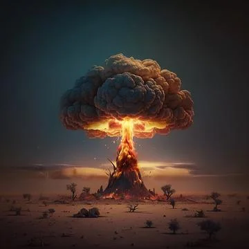 The Terrible Beauty of a Nuclear Explosion Stock Illustration