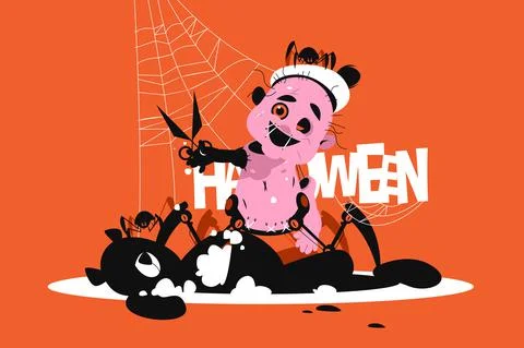 Terrible evil doll Stock Illustration