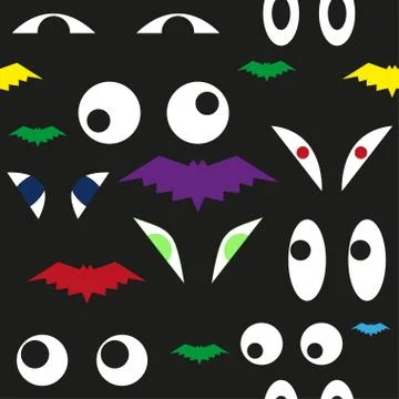 Terrible Eyes In The Dark Seamless Pattern Stock Illustration