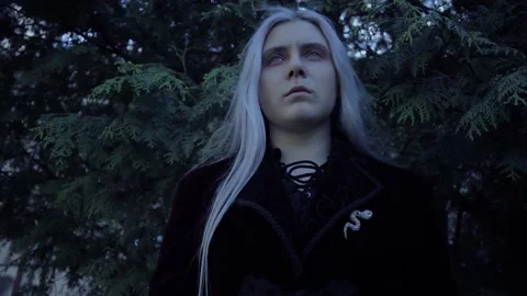 A terrible female vampire attacks and frightens. Stock Footage 154934839