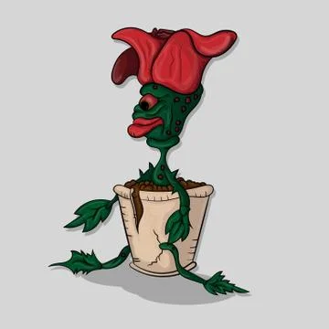 A terrible flower in a broken pot Stock Illustration
