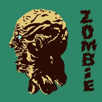 The terrible head of the zombie monster. Vector illustration. Stock Illustration