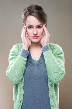 Terrible headache... Stock Photos