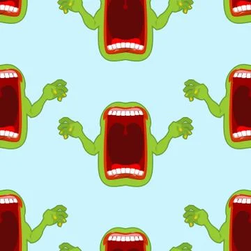 Terrible howling wraith background. Ghost seamless pattern. Monster scares or Stock Illustration