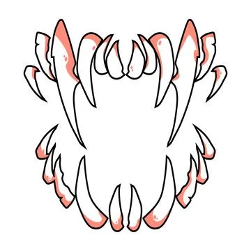 Terrible jaws of a beast with white sharp teeth. Vampire teeth in horror style Illustrazione stock