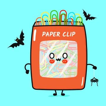 Terrible Paper clip character. Vector hand drawn cartoon kawaii character i.. Stock Illustration