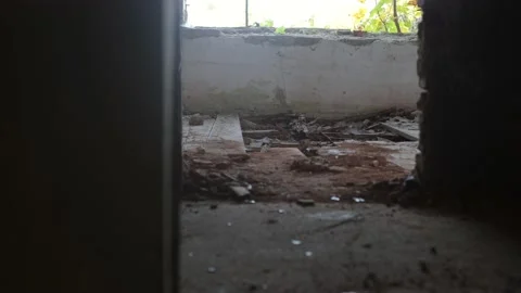 Terrible premises and ruins, a consequence of the war in Ukraine Stock Footage 219330015