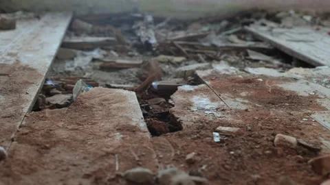 Terrible premises and ruins, a consequence of the war in Ukraine Stock Footage 219330035