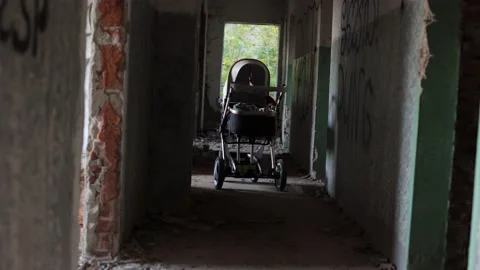 Terrible premises and ruins, a consequence of the war in Ukraine Stockbeeldmateriaal 219330124