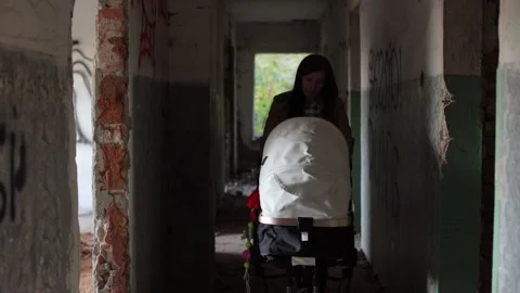 Terrible premises and ruins, a consequence of the war in Ukraine Stock Footage 219330163