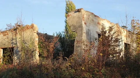 Terrible premises and ruins, a consequence of the war in Ukraine Stock Footage 219330182