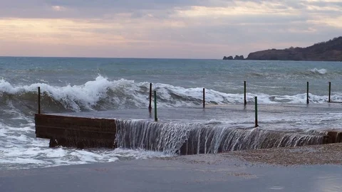 The terrible sea element rages Stock Footage 84273101
