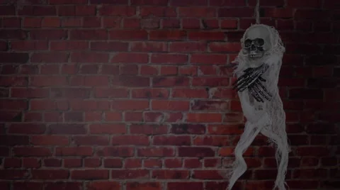 Terrible skeleton on the gallows. Stock Footage 68660749