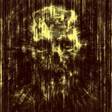 Terrible skull background into small debris. Stock Illustration