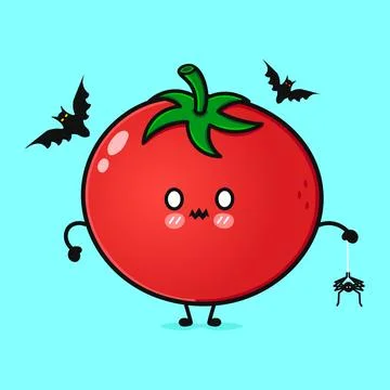 Terrible Tomato character. Vector hand drawn cartoon kawaii character illus.. Stock Illustration