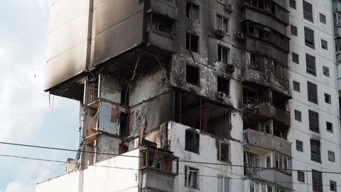 Terrible tragedy. Damage after gas explosion in an apartment house Stock Footage 259519015
