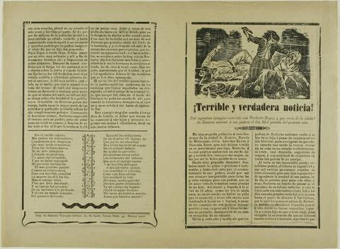 Â¡Terrible y verdadera noticia! (Terrible and Real News!) 1910 MÃ xico. Re Stock Photos