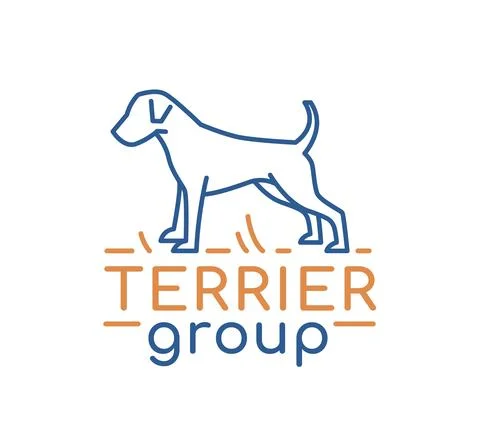 Terrier group logotype in modern outlined style. Editable vector illustration Stock Illustration