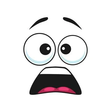 Terrified frightened emoticon isolate afraid emoji Stock Illustration