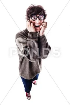 Terrified goofy student Stock Photos
