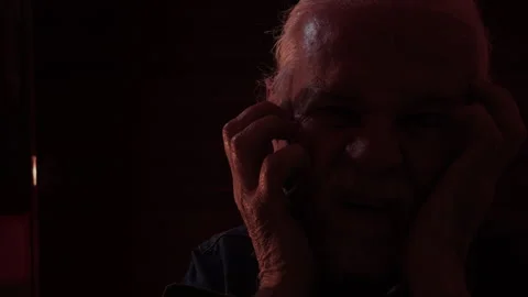Terrified Man in Handcuffs Panic Face in Darkness 3 Stock Footage 324612921
