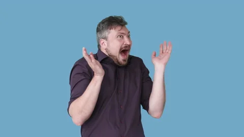 Terrified man panic attack fear horror gif loop Stock Footage 158820961