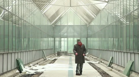 Terrifying face expression of man in a glass building Stock Footage 48025333