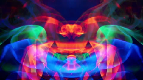 Terrifying multicolored fluid kaleidoscopic pattern in dark bright colors. 스톡 동영상 237079115